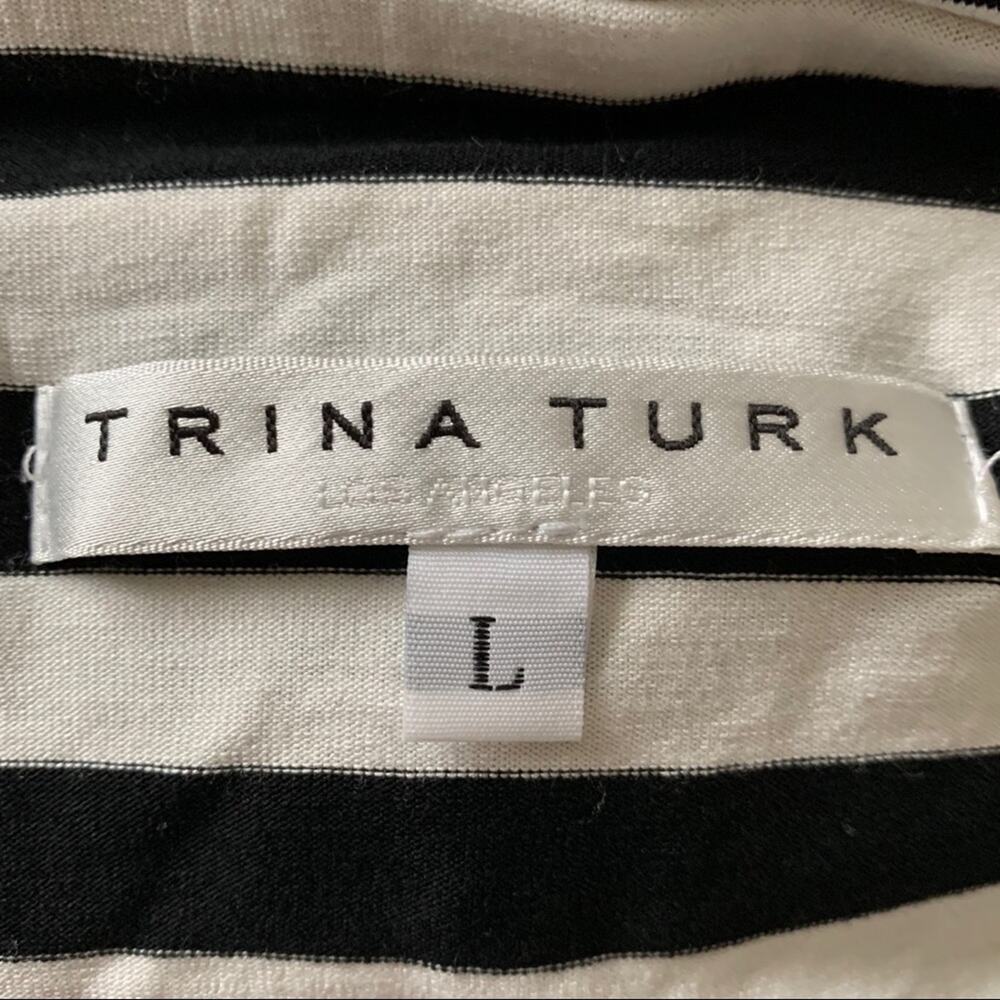 Trina Turk Alegra black and white striped off-the-shoulder top, size L - Picture 4 of 5